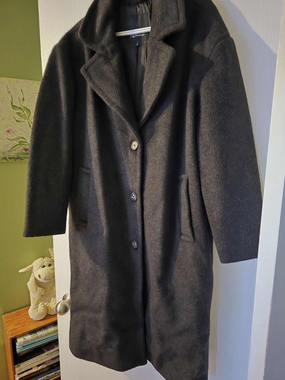 Reitmans Dark Grey Classic Wool-Blend Trench Coat